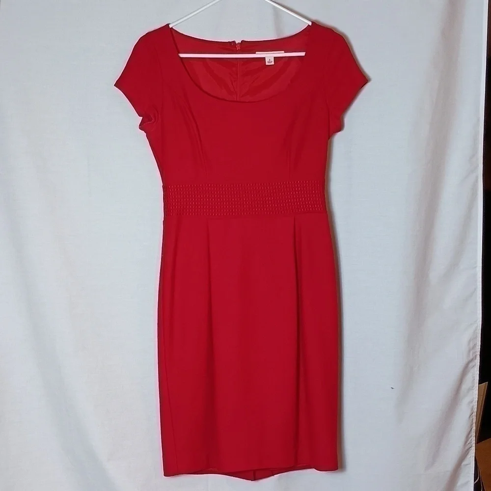 Banana Republic 100% Wool A-Line Scoop Neck Red Holiday Dress